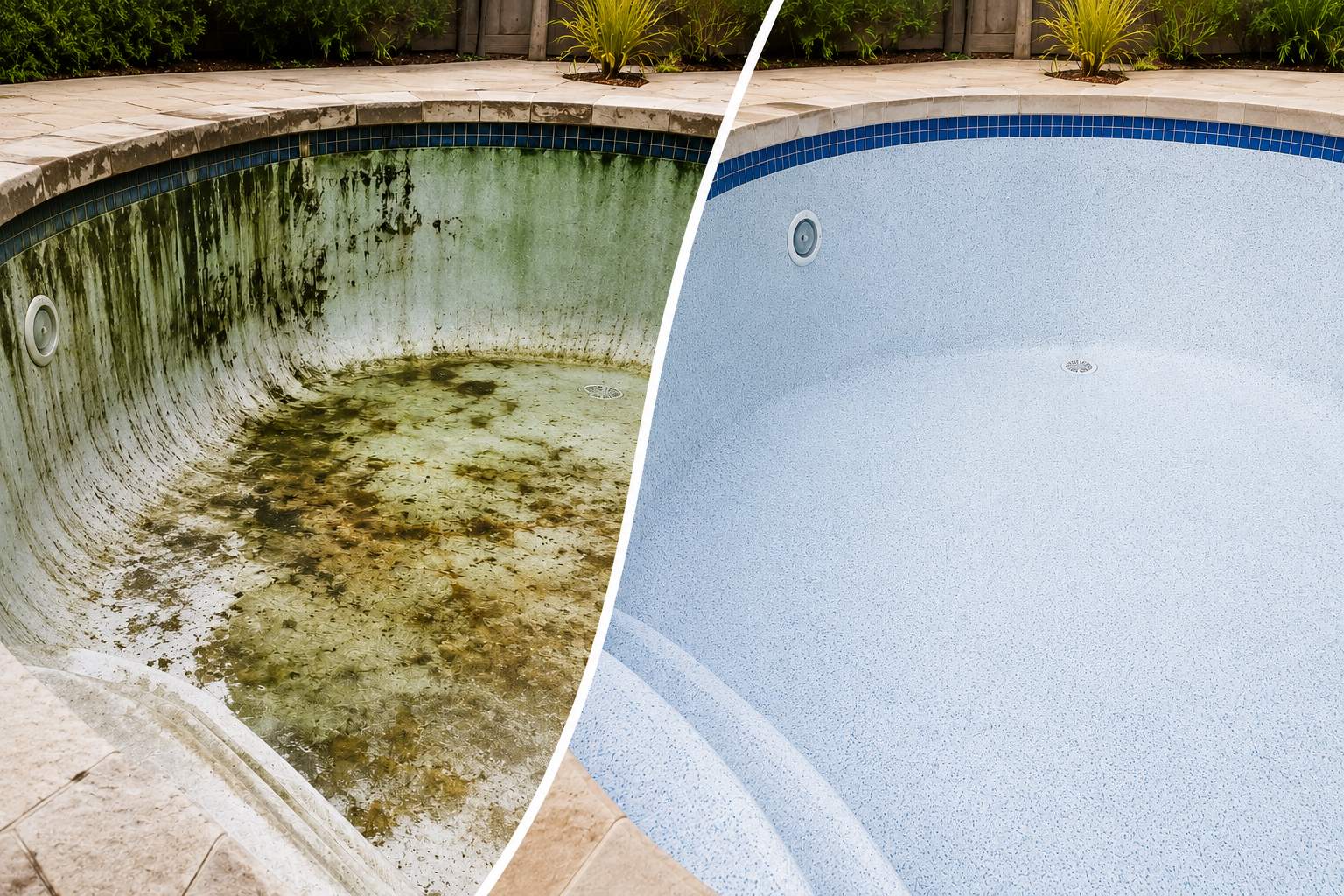 Pool being drained and deep cleaned